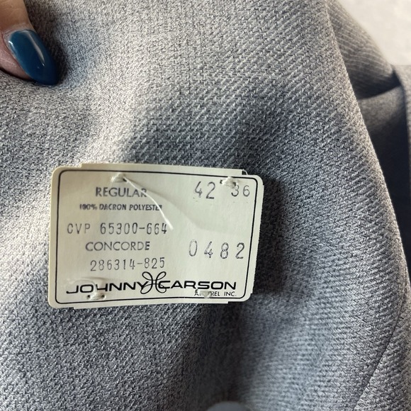 VTG Johnny Carson Concorde Men's Gray Two Piece Suit Size 42R 36 - Picture 3 of 12